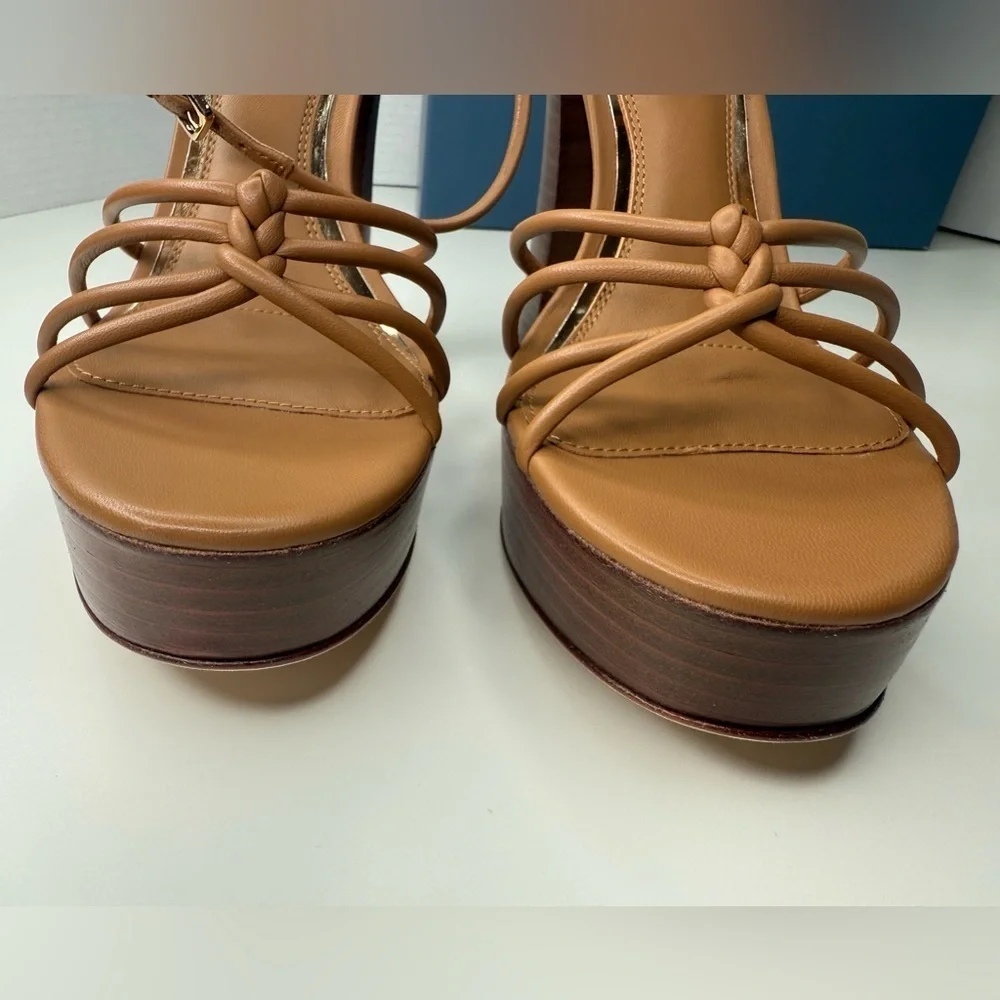 Paige Hailey Platform Sandal in Cognac Leather Size 10 NWT Strappy Euro Summer